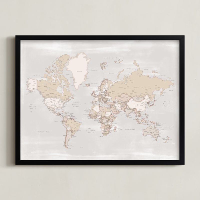 Rustic distressed world map