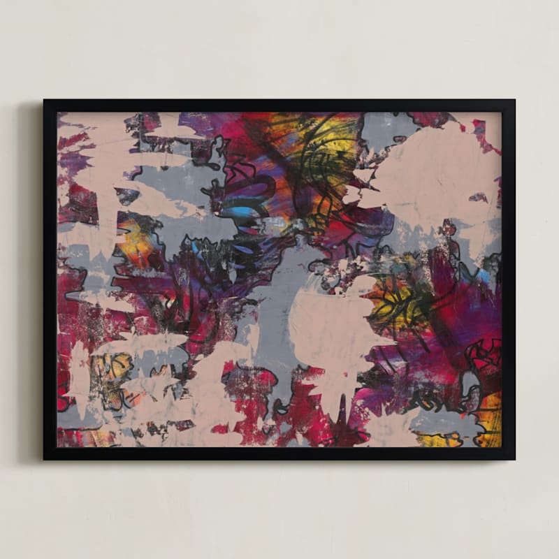 "Upstart Complete" - Art Print in Fuchsia by Angela Simeone - Framed
