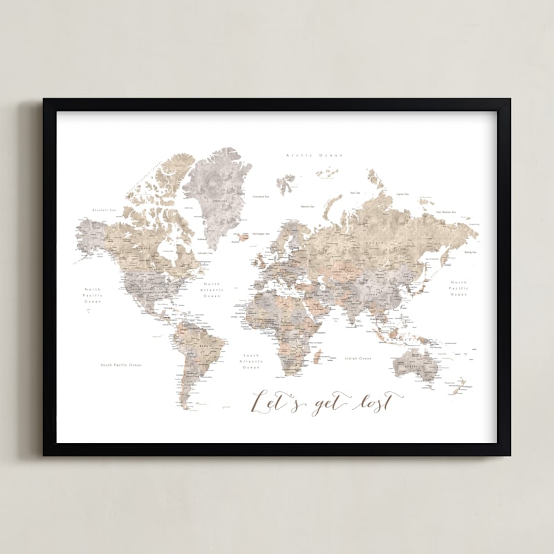 Let's get lost watercolor world map