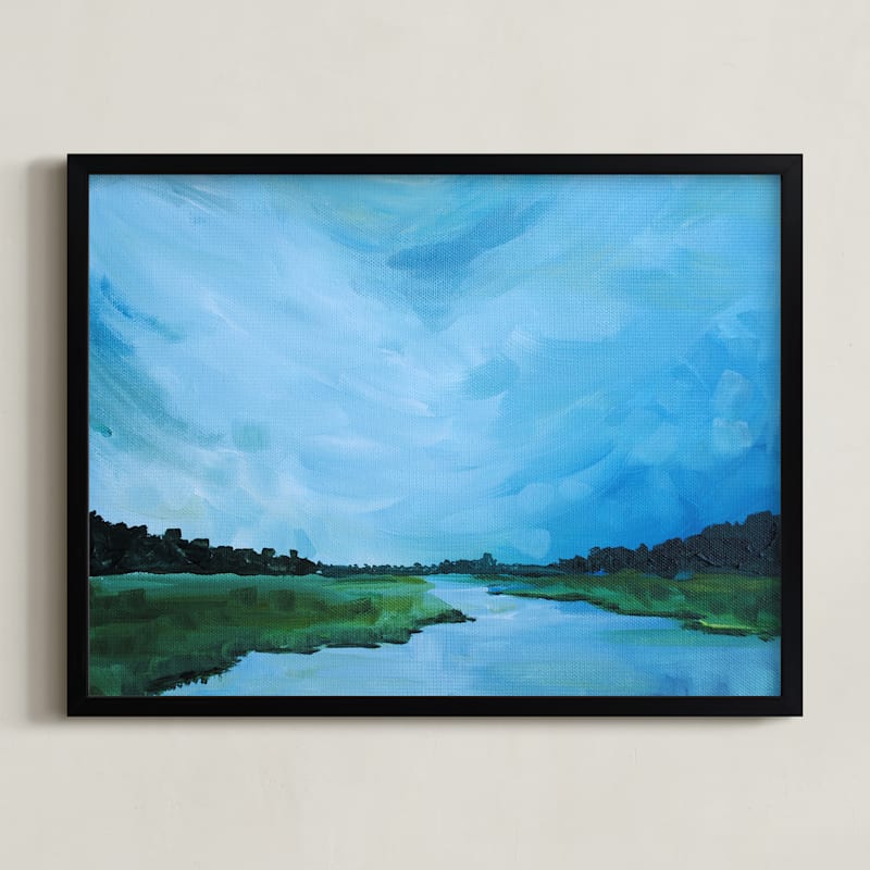 "Calm Blues" - Art Print in Reflection Blue by The Tattered Traveler - Framed
