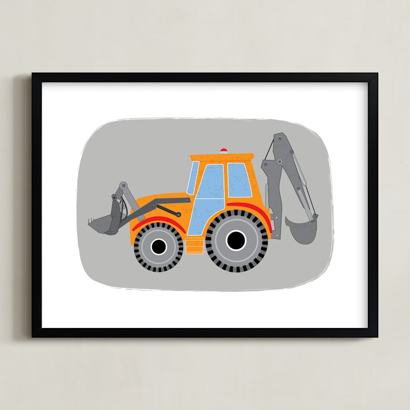 "Little Digger" - Art Print in sunset by Rebecca Marchese - Framed