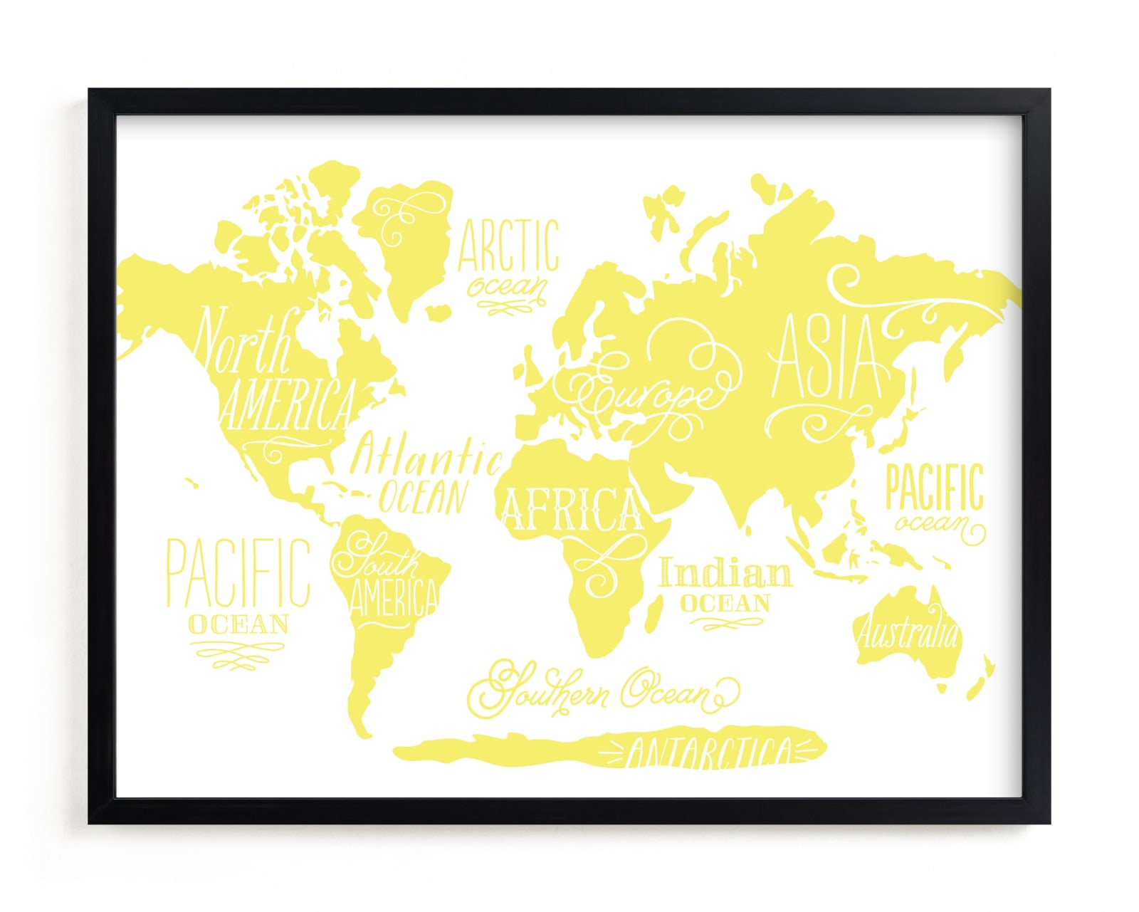 This is a colorful kids wall art by Jessie Steury called Wild Worldwide Map.