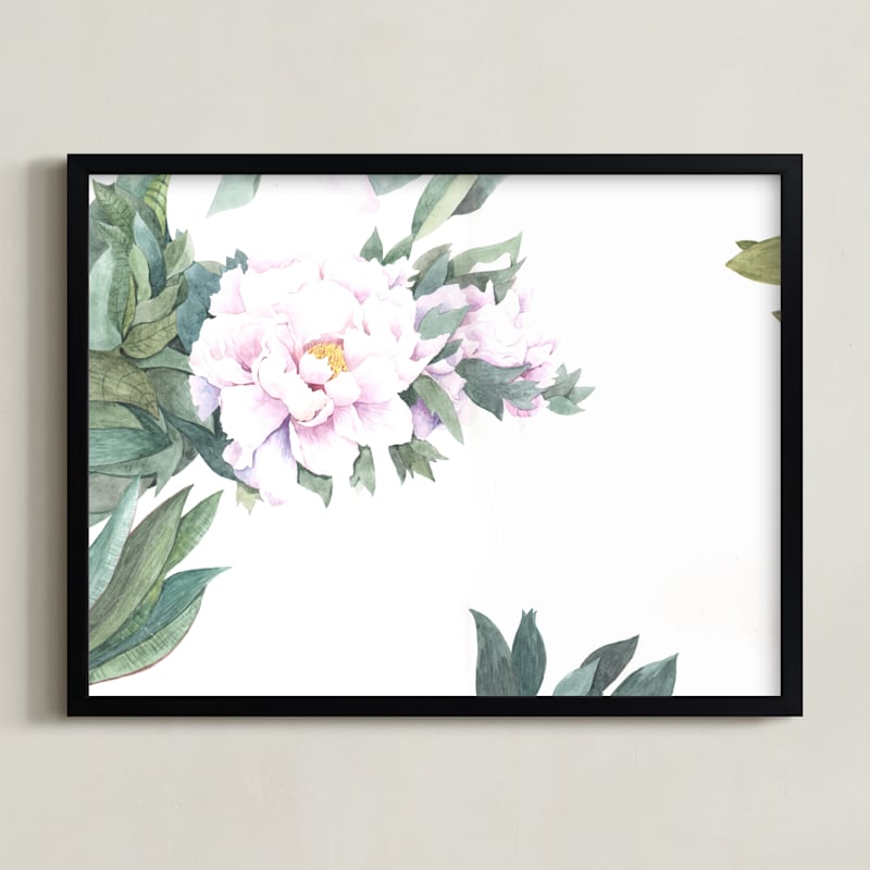 "Chinese Peonies" - Art Print in Peony Pink by XL - Framed