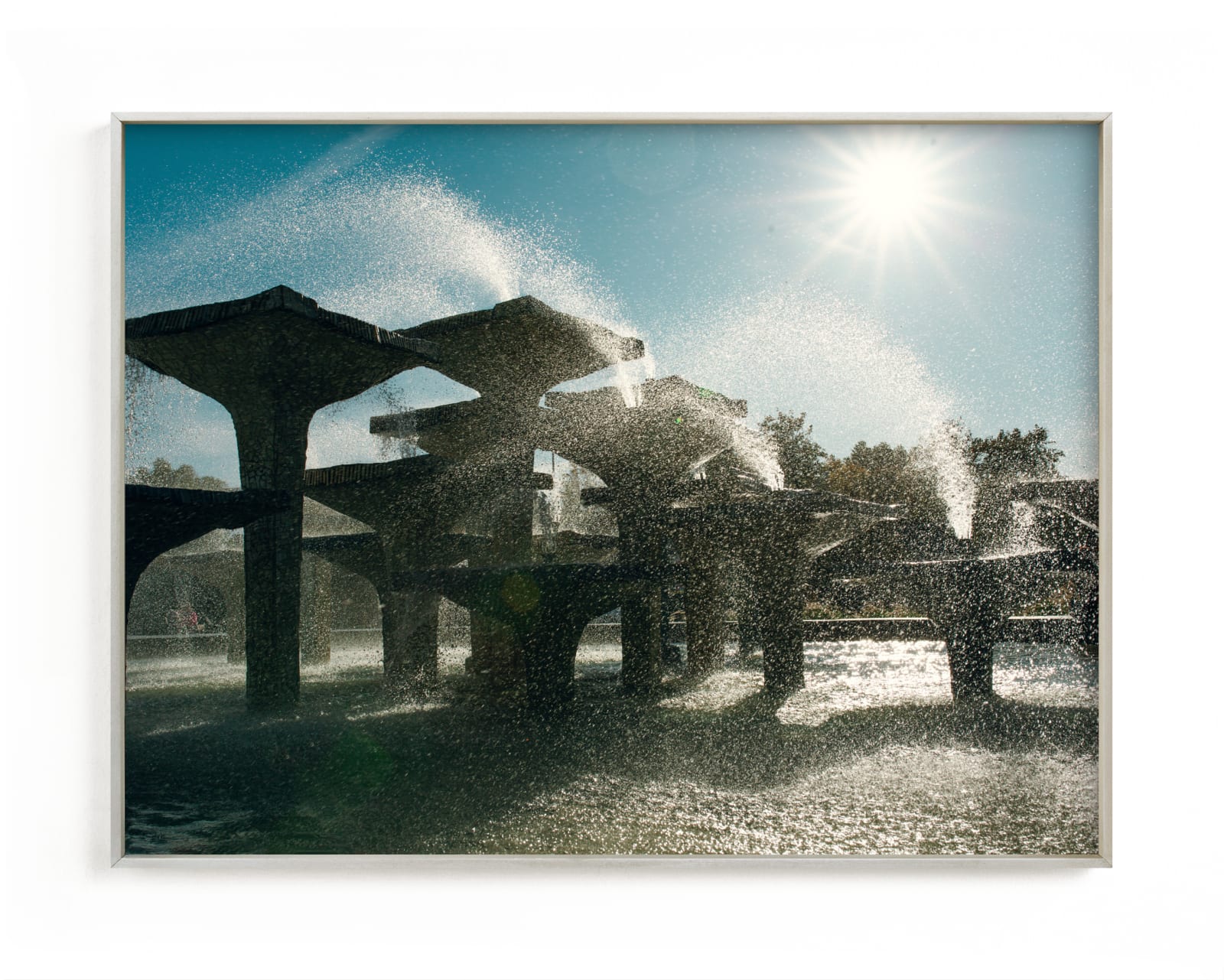 "Blue fountains" by Lying on the grass in beautiful frame options and a variety of sizes.