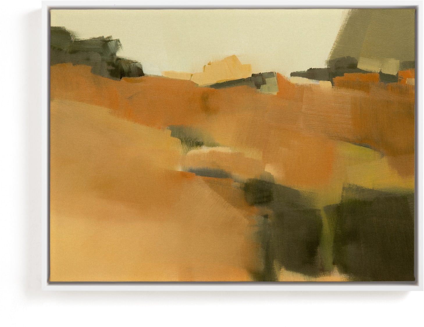 This is a yellow, orange, gold art by Ashley Armistead called Strata.