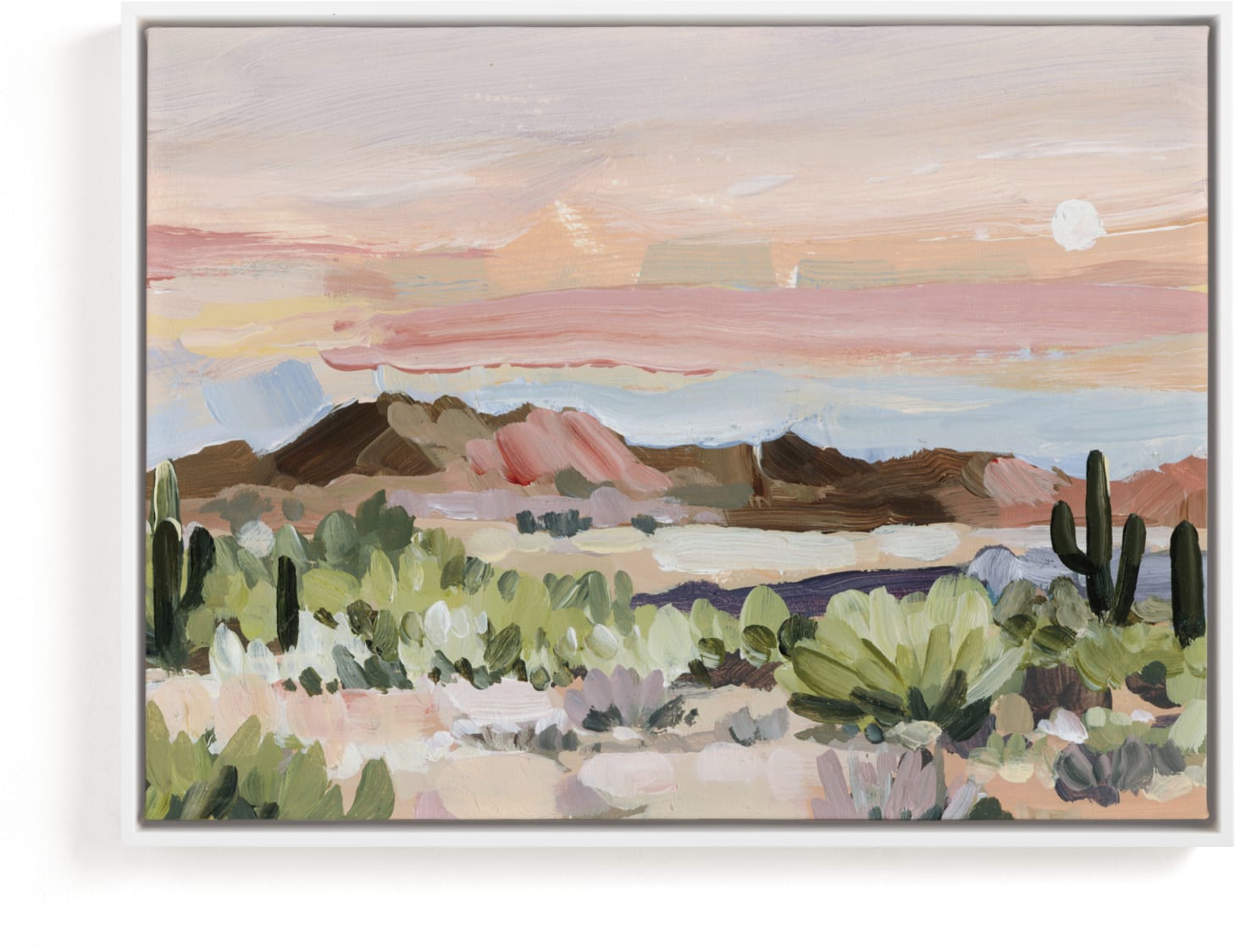 This is a pink, orange, green art by Shina Choi called Arizona Desert Sunset.
