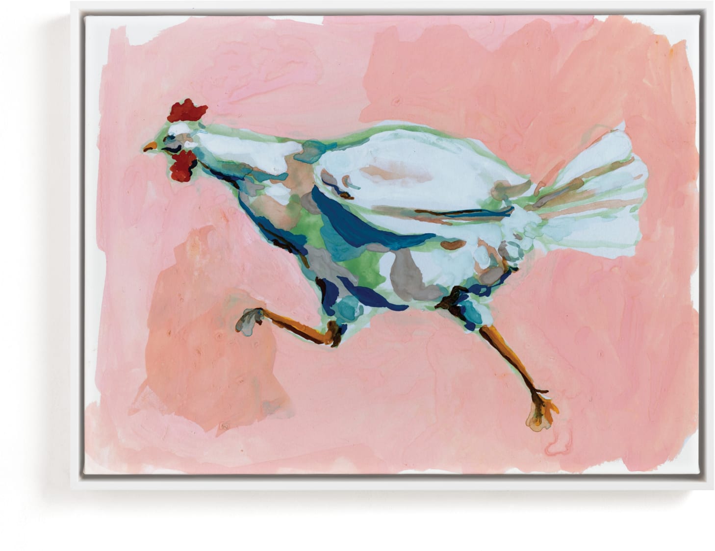 This is a blue art by Betty Hatchett called Chicken Run.