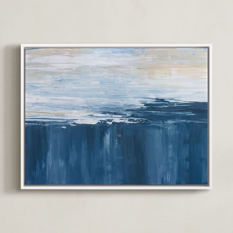 "Sweet Deluge" - Art Print in Deep Blue by Julia Contacessi - Framed Canvas