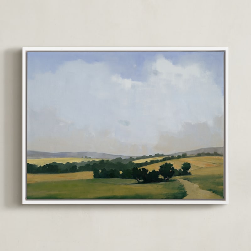 "Best of Both Worlds" - Art Print in Silver Sky by Stephanie Goos Johnson - Framed Canvas