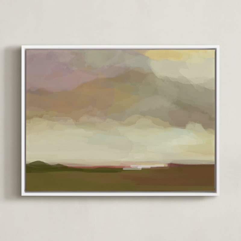 "pink meadows" - Art Print in meadow pink by AlisonJerry - Framed Canvas