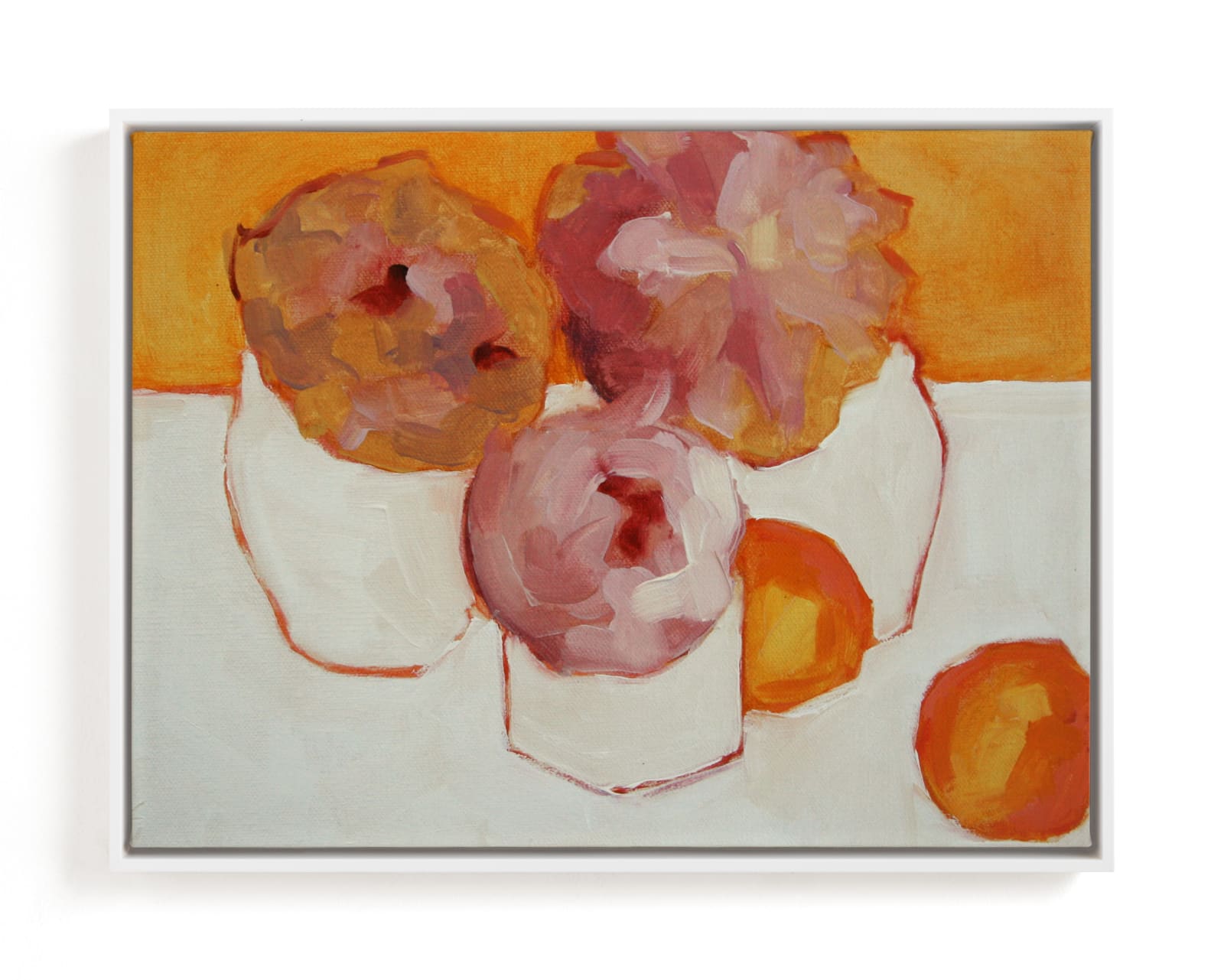 "Peonies and Kumquats" - Limited Edition Art Print by Lynne Millar in beautiful frame options and a variety of sizes.
