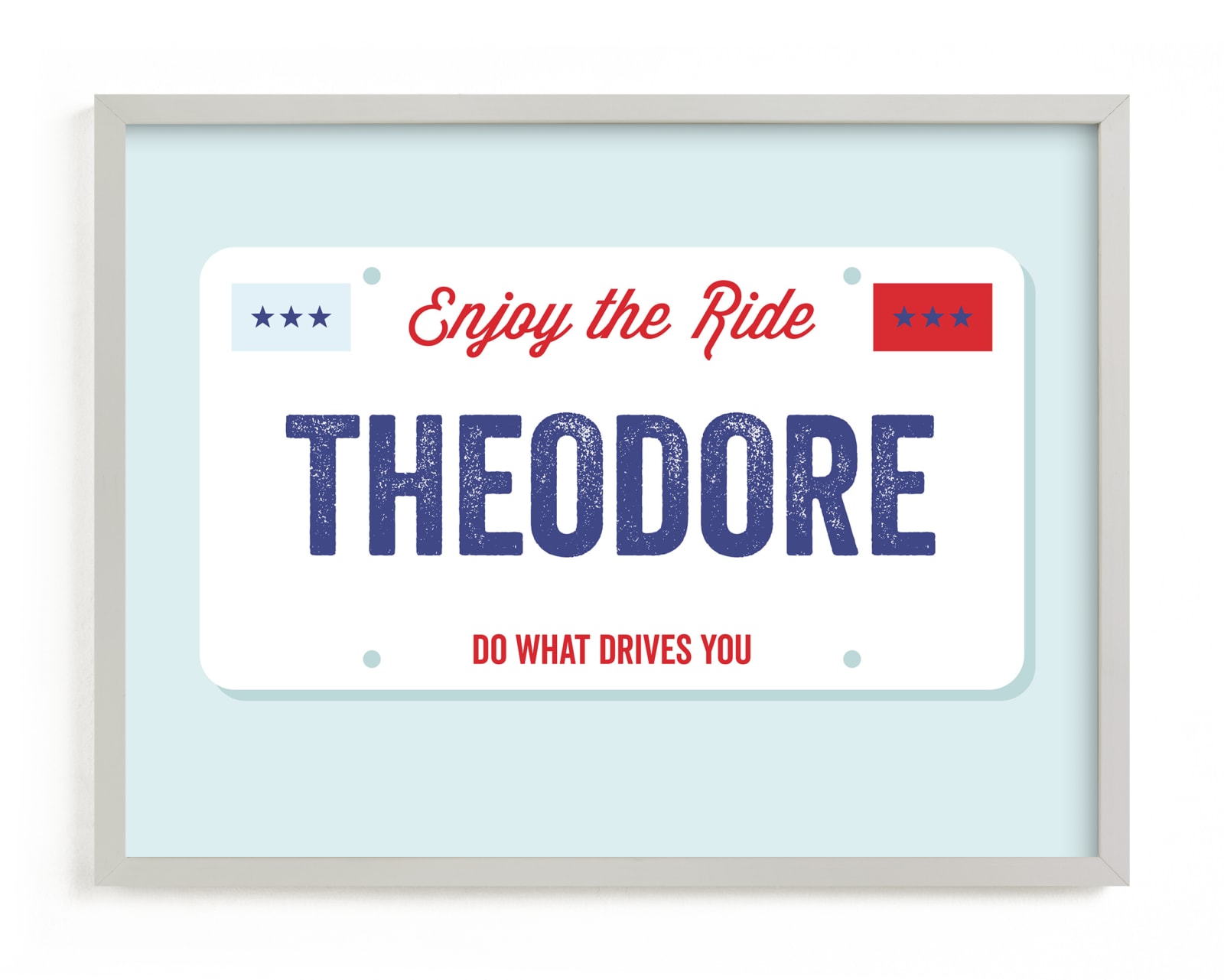 "License Plate" - Children's Custom Art Print by Sarah Cohn in beautiful frame options and a variety of sizes.