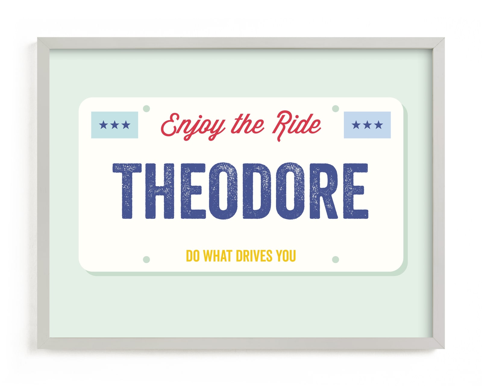 "License Plate" - Children's Custom Art Print by Sarah Cohn in beautiful frame options and a variety of sizes.