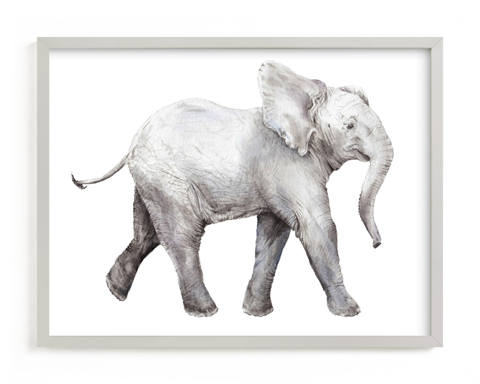 "Baby Watercolor Elephant" - Limited Edition Art Print by Lauren Rogoff in beautiful frame options and a variety of sizes.