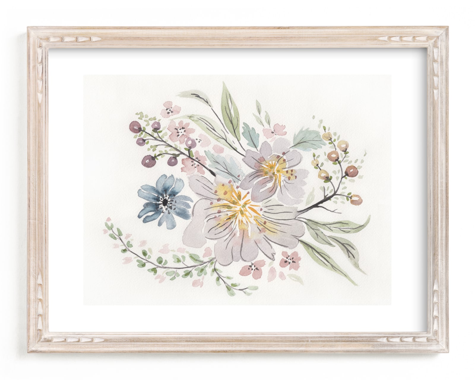 "Muted Watercolor Bouquet" - Limited Edition Art Print by Becky Nimoy in beautiful frame options and a variety of sizes.