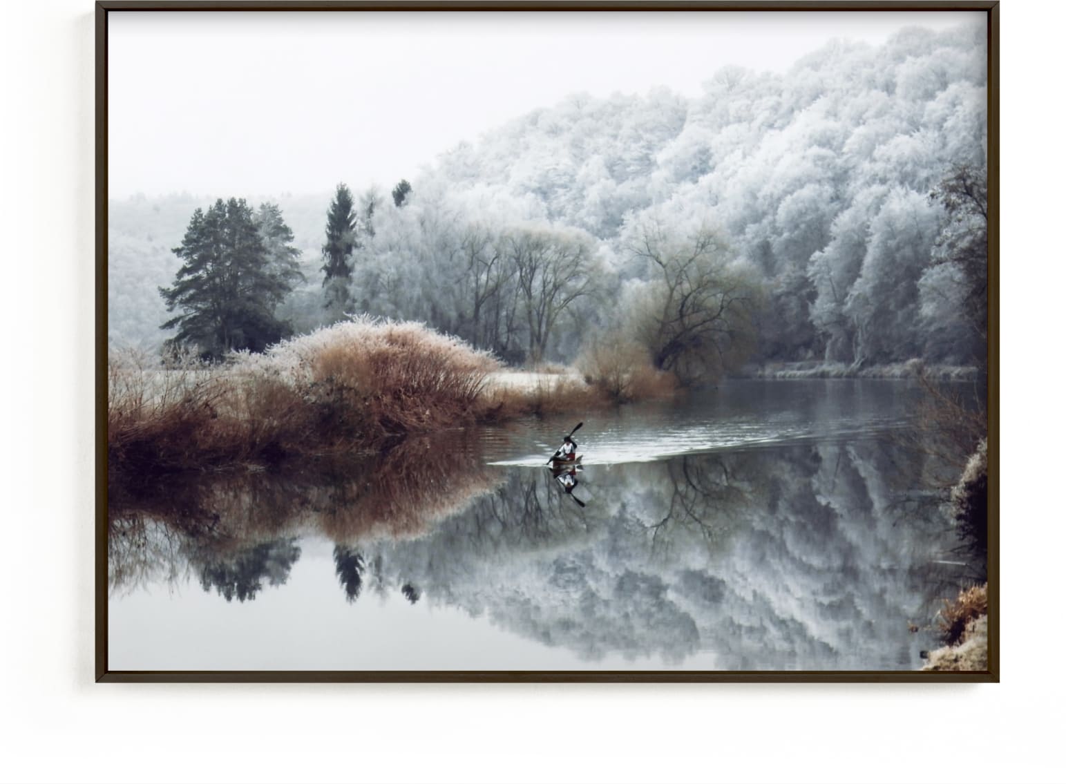 This is a blue art by Eva Marion called Winter Kayak.