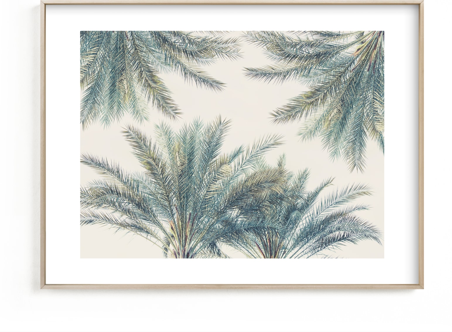 This is a beige, green kids wall art by Irene Suchocki called Fronds in High Places.