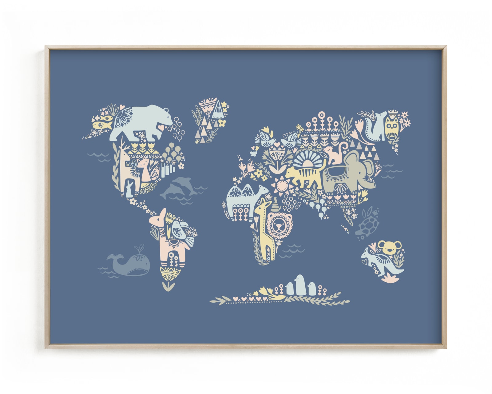 "Scandi World Map" - Limited Edition Art Print by Jessie Steury in beautiful frame options and a variety of sizes.