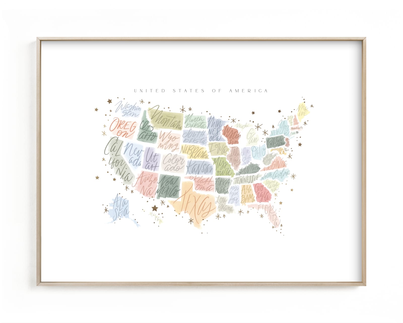 "United States lettered" by Hannah Williams in beautiful frame options and a variety of sizes.