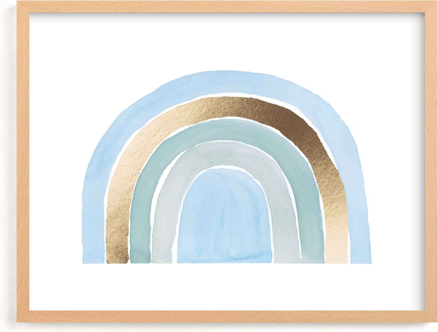 This is a blue nursery wall art by Kate Ahn called pastel rainbow.