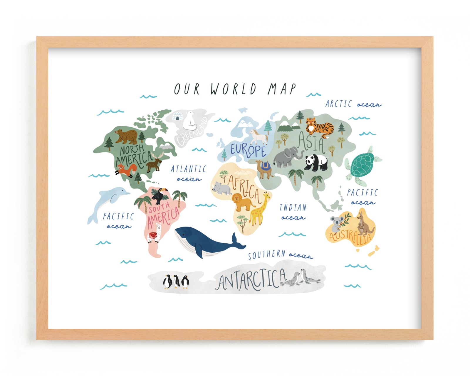 "Our World Map" - Limited Edition Art Print by Elly in beautiful frame options and a variety of sizes.
