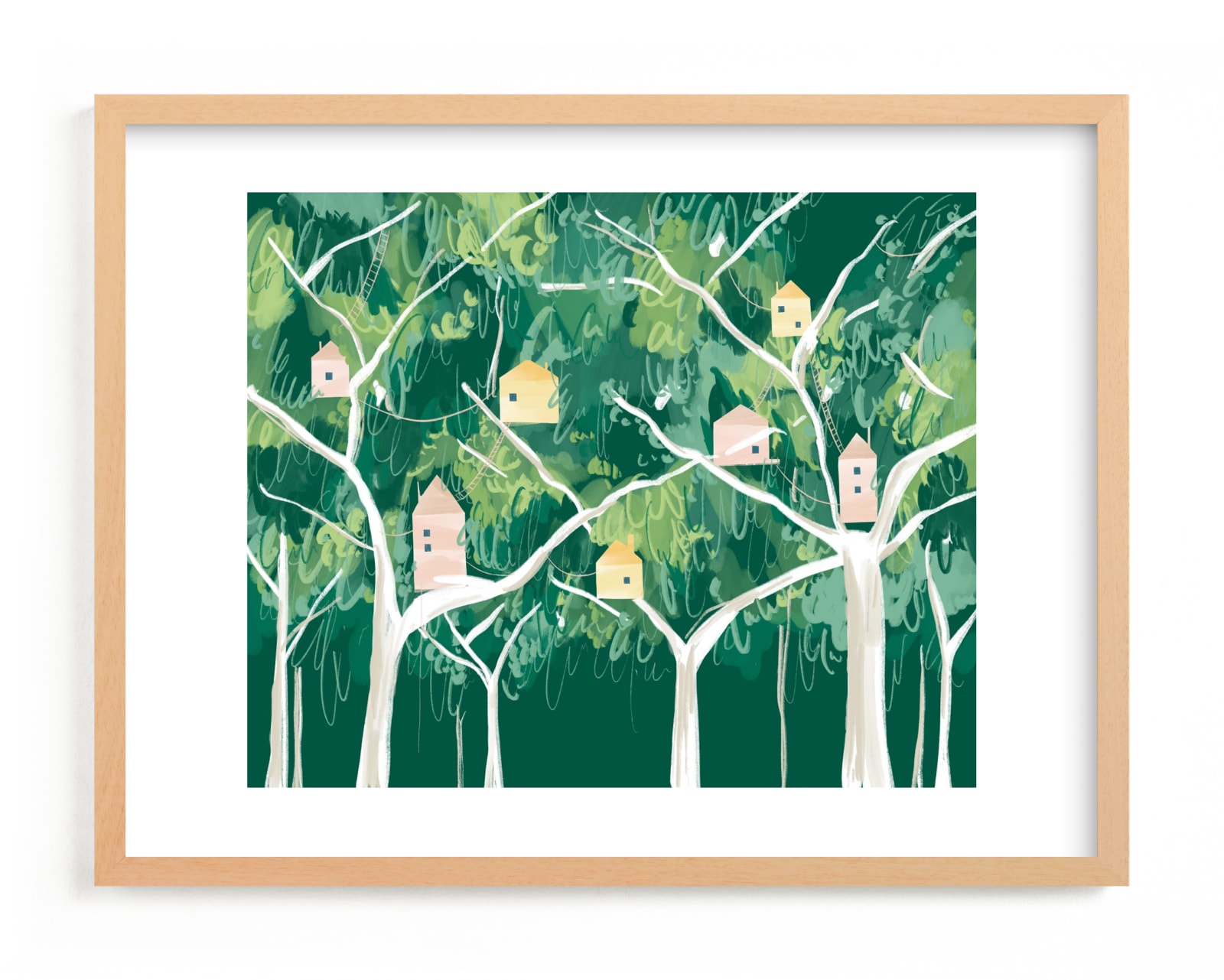 "Forest Village" - Limited Edition Art Print by Krissy Bengtson in beautiful frame options and a variety of sizes.