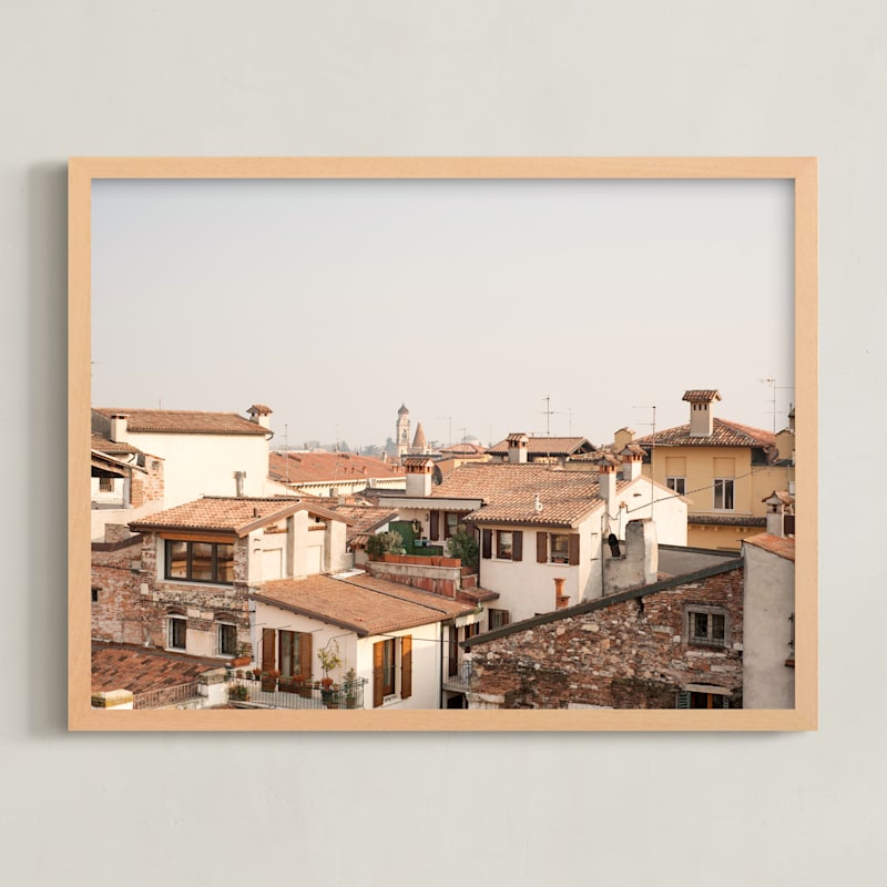 "verona rooftops" - Art Print in rusty brick by Crystal Lynn Collins - Framed