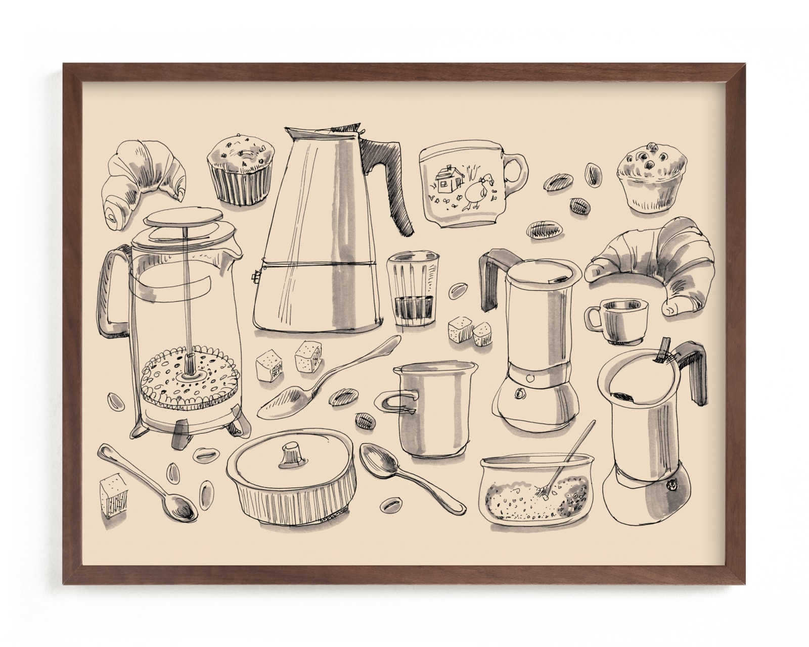 "Breakfast with Coffee" - Limited Edition Art Print by Catilustre in beautiful frame options and a variety of sizes.