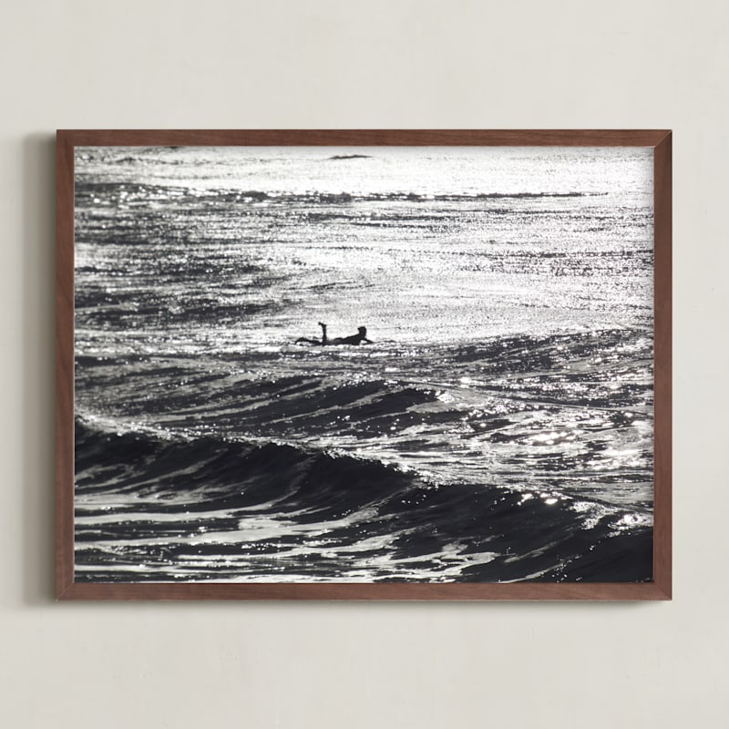 "Cayucos Pier Surfer, Winter Morning Sun" - Limited Edition Art Print by Annie Seaton in beautiful frame options and a variety of sizes.