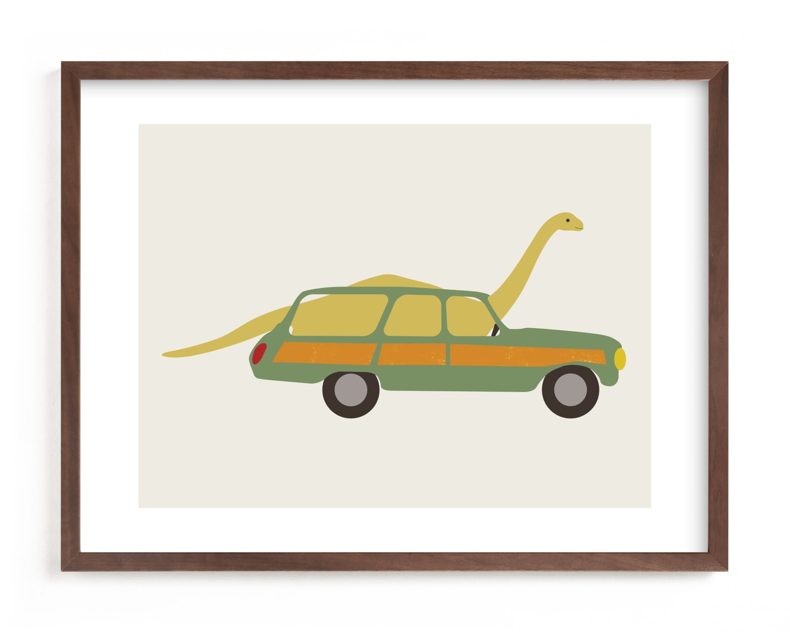 "Driving Apatosaurus" - Limited Edition Art Print by Morgan Kendall in beautiful frame options and a variety of sizes.