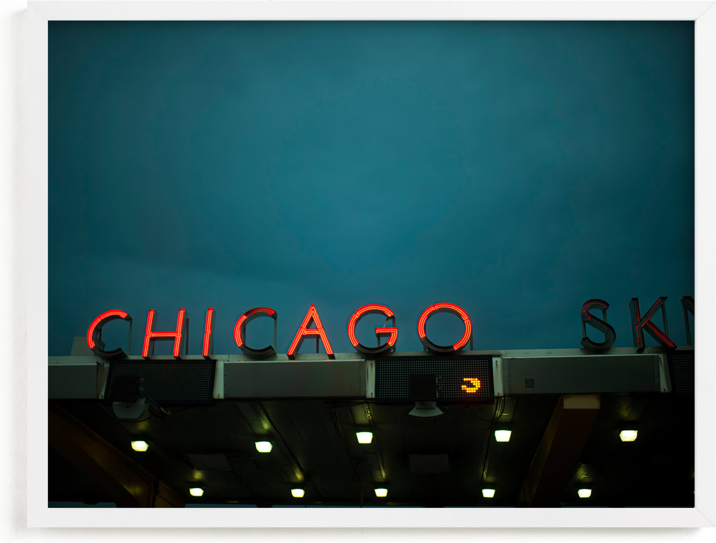 This is a blue art by E Melko called Chicago Sky.