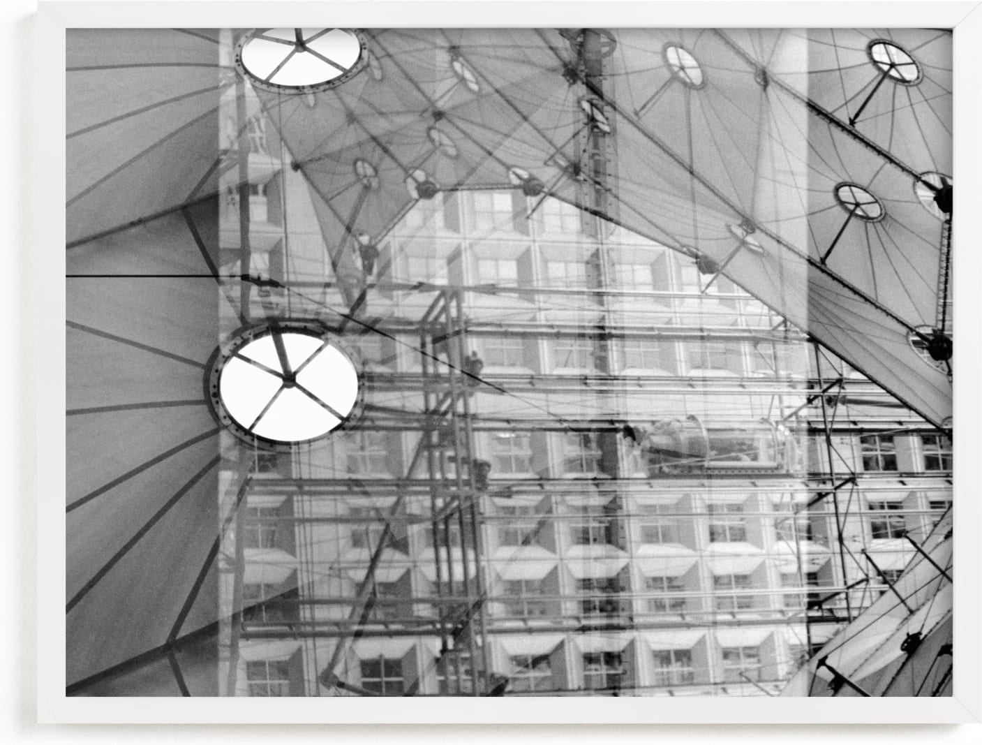 This is a black and white art by katkerrart called La Grande Arche Paris_Photo collage.