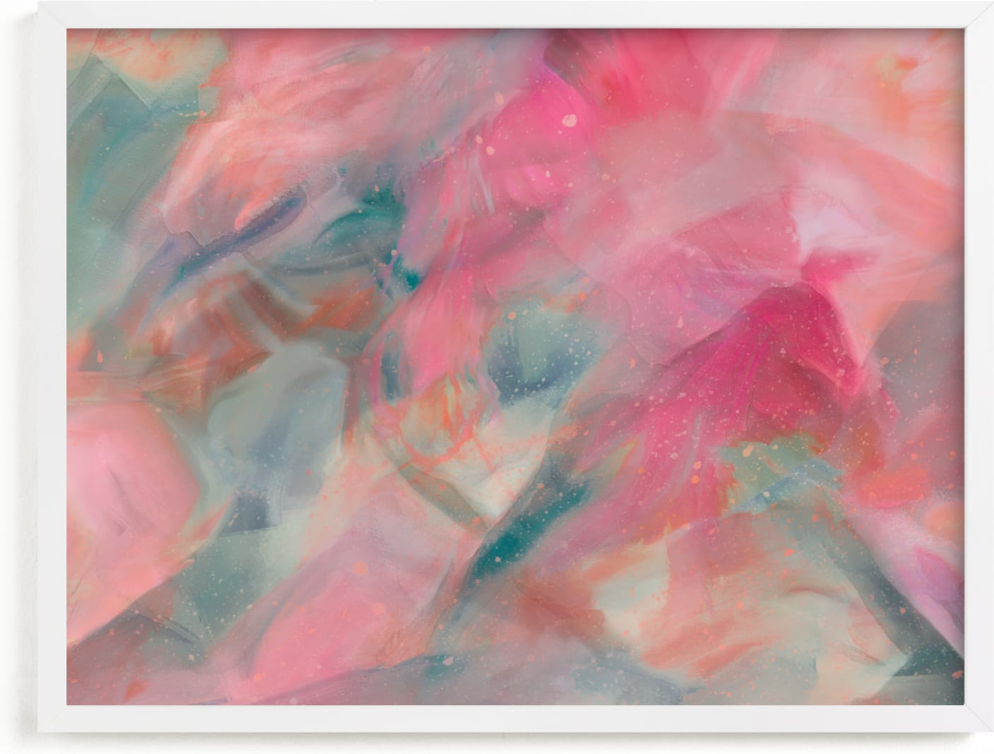 This is a blue, colorful, pink art by Brooke Drake called Pretty Please.