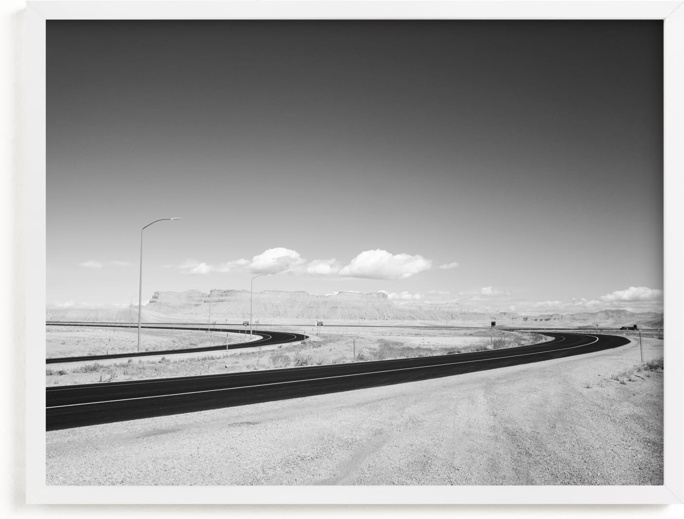 This is a black and white art by Tania Medeiros called Desert Route.