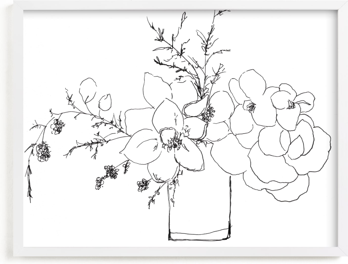 This is a black and white art by Nicole Simms called Magnolias.