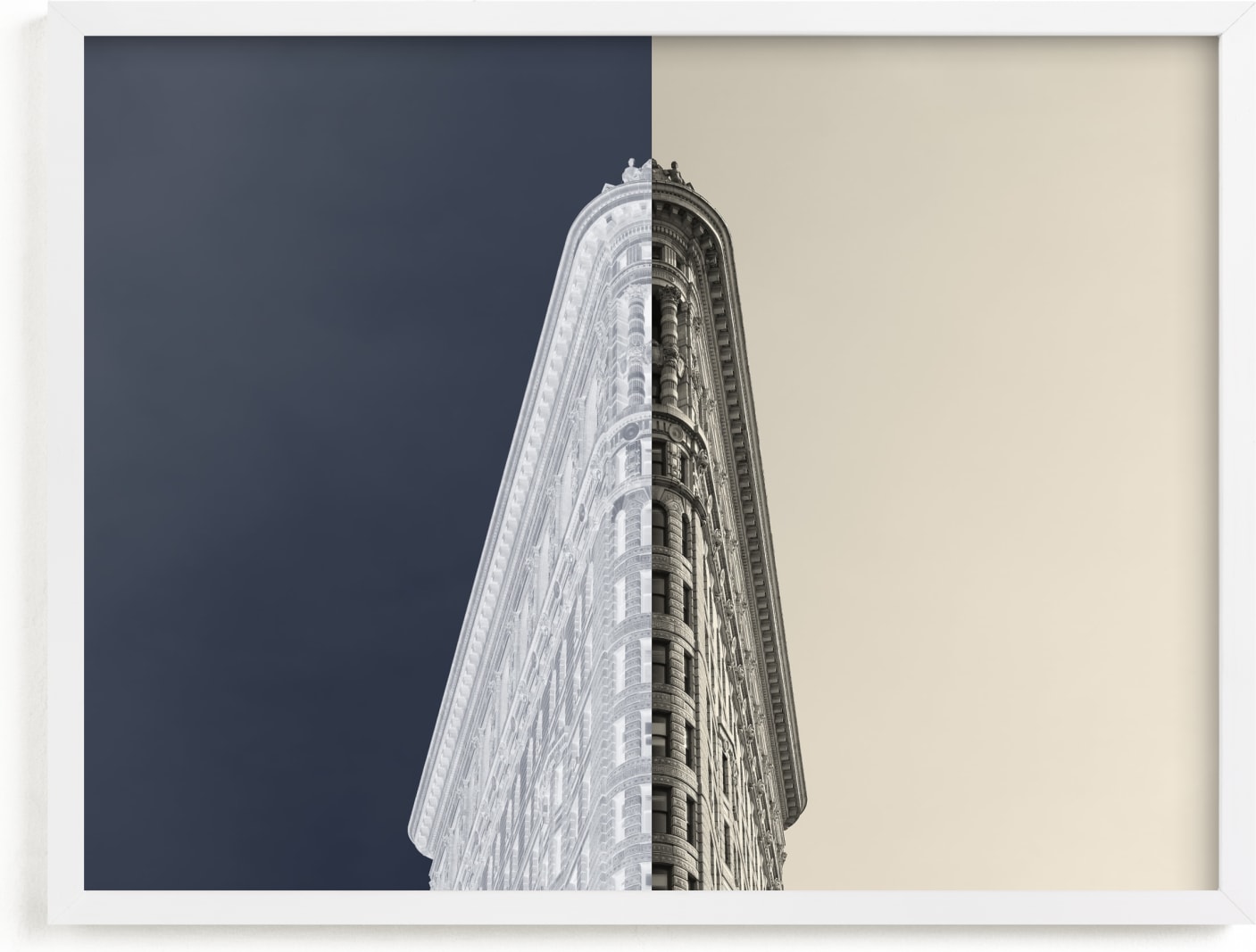 This is a blue art by Jessica C Nugent called Negative Space: New York Flatiron I.