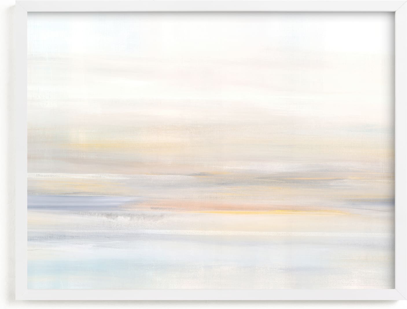 This is a white, yellow, grey art by Nicole Walsh called Anew.