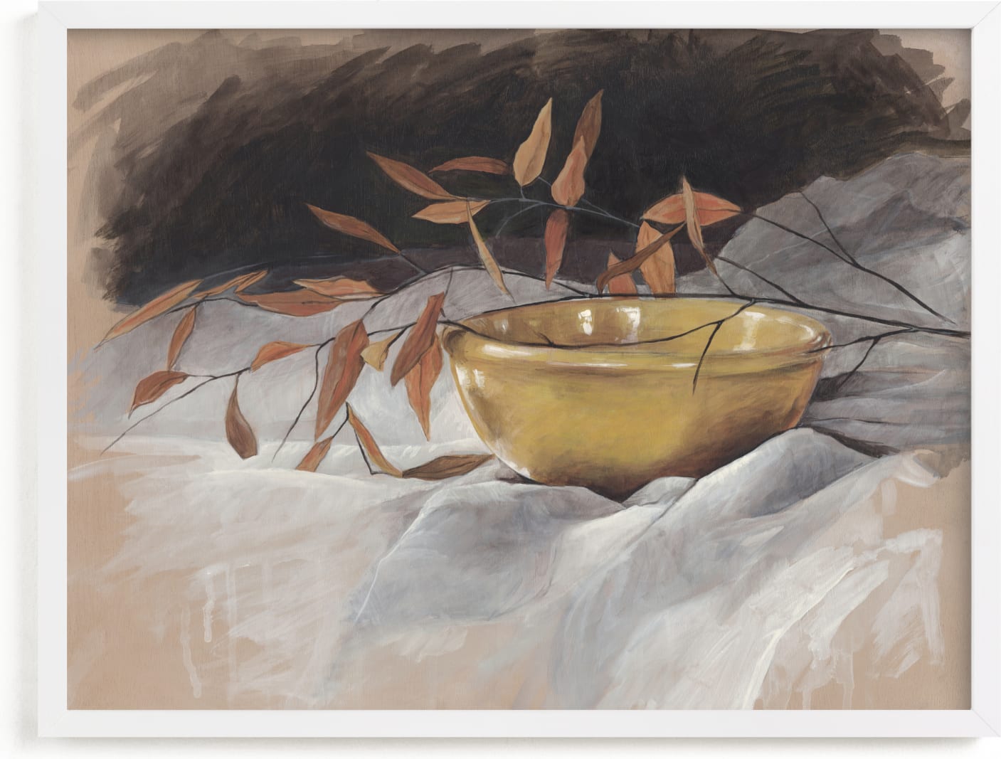 This is a brown, yellow, orange art by Lorent and Leif called Yellow Bowl.
