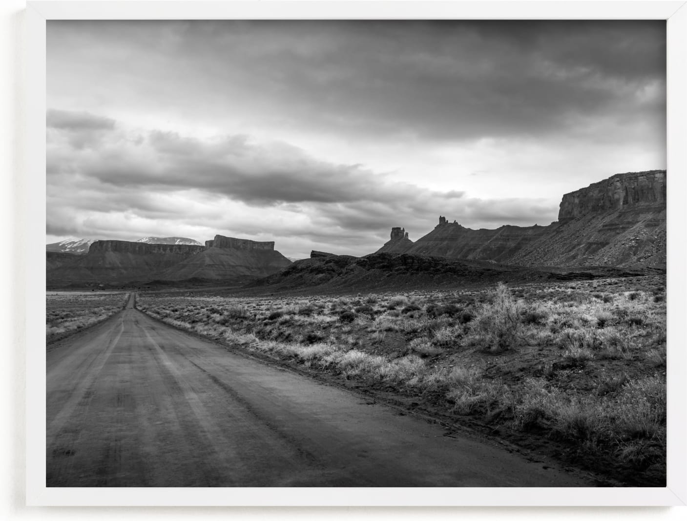 This is a black and white art by Eric Clegg called buttes & mesas I.