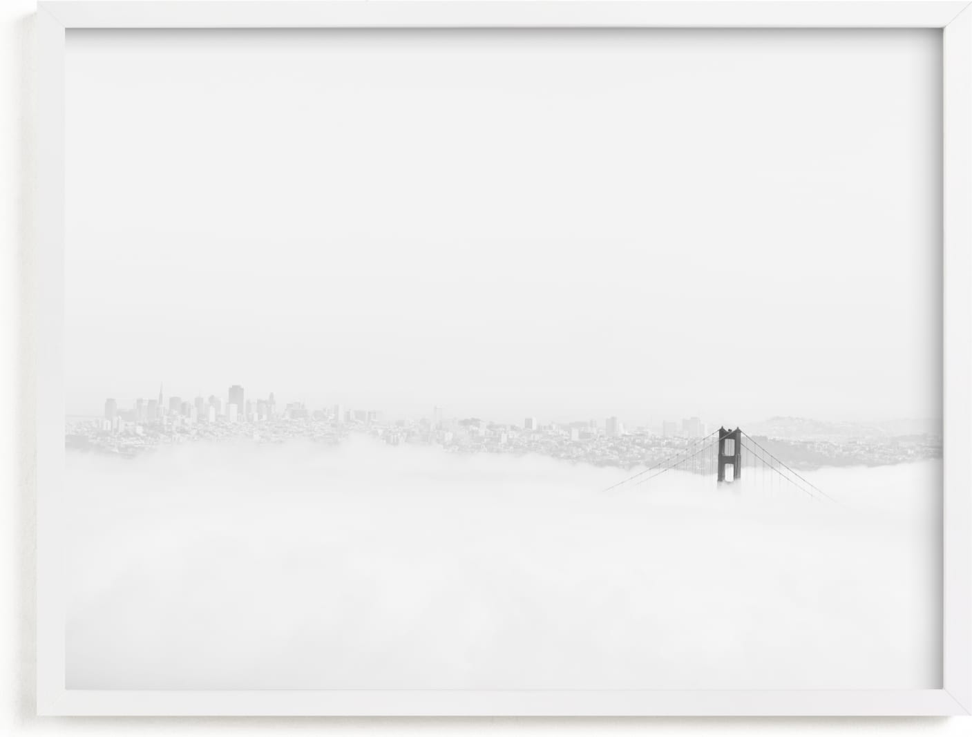 This is a white art by Tania Medeiros called Above the Fog.