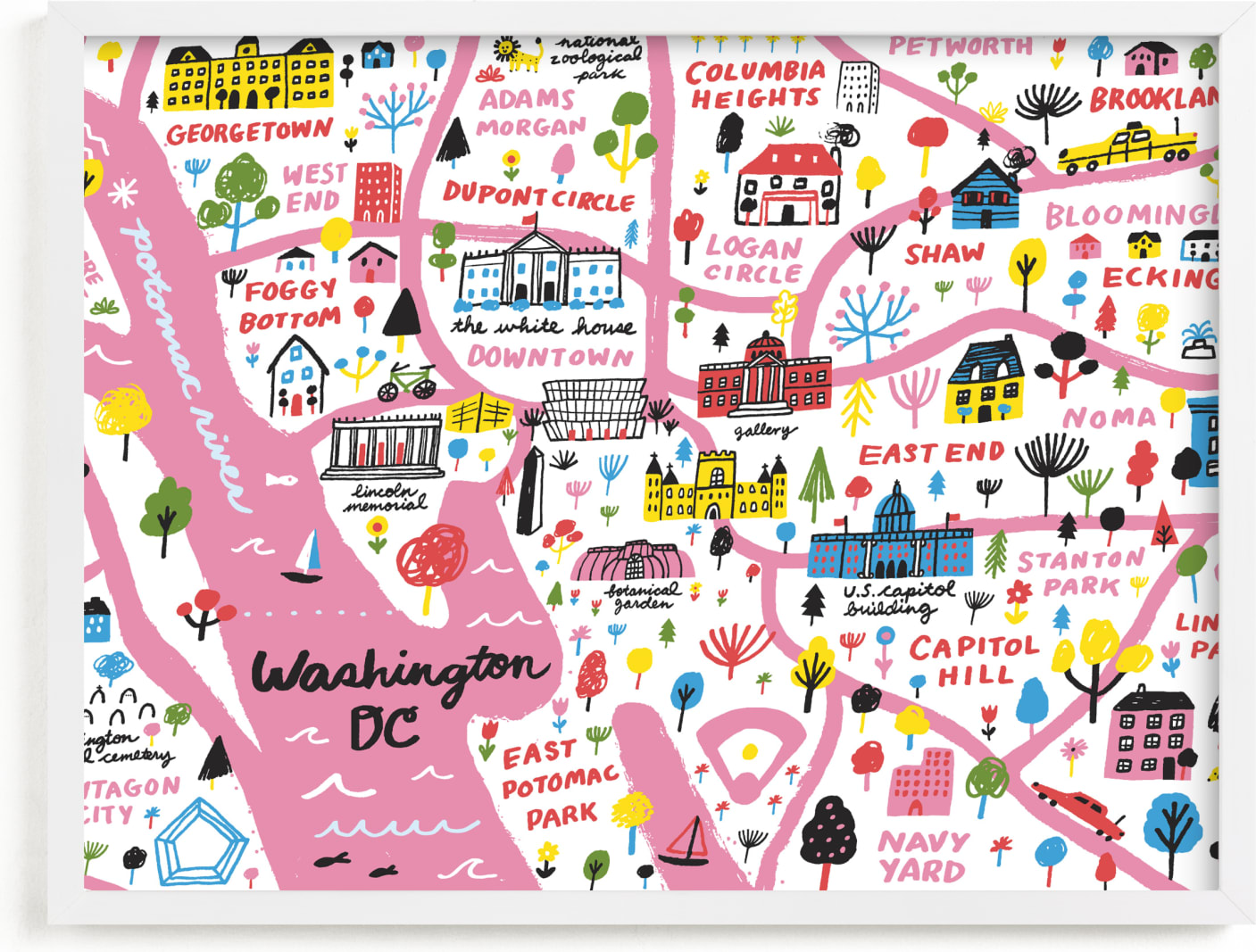 This is a colorful art by Jordan Sondler called I Love Washington D.C..