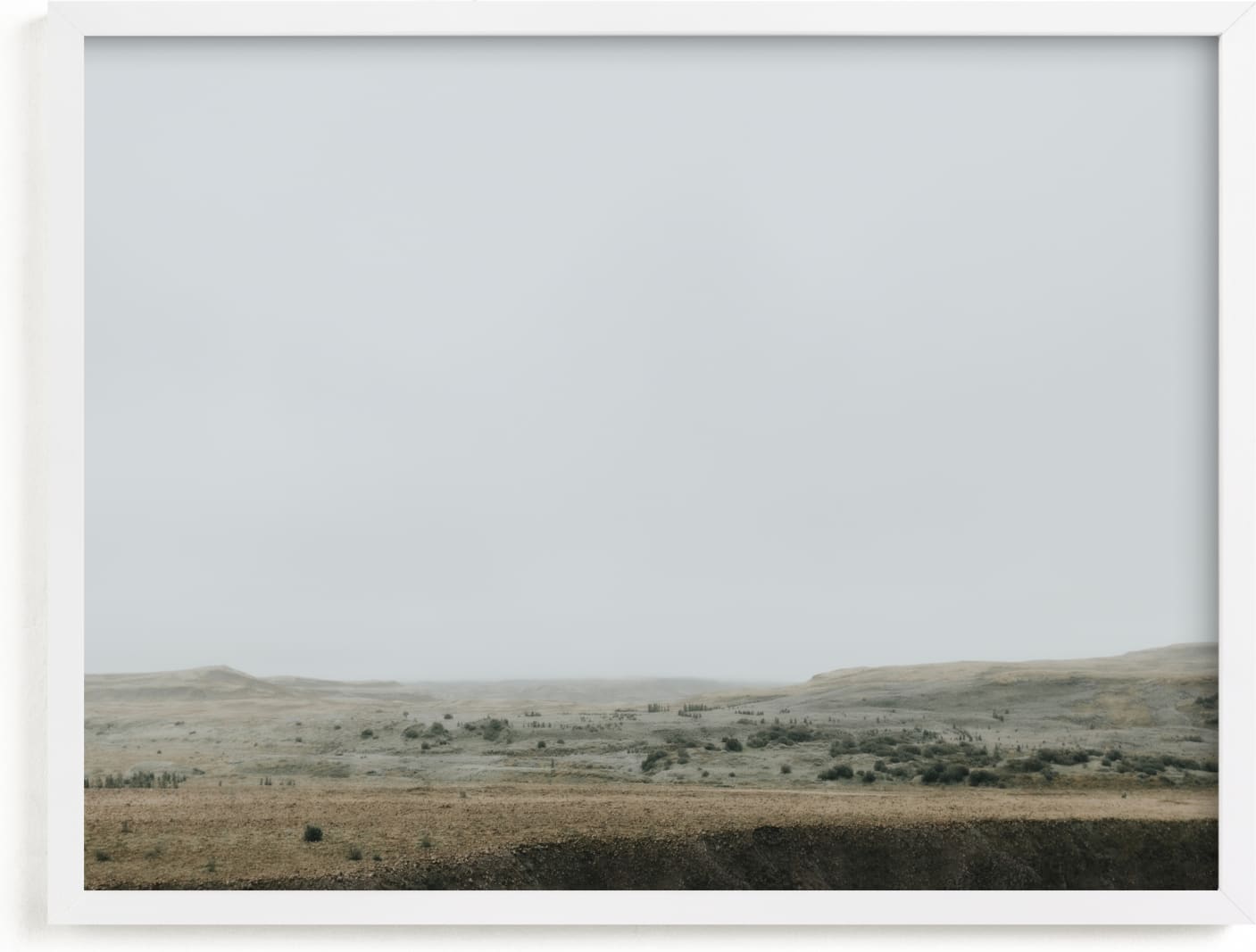 This is a grey art by Alicia Abla called Landscape under Fog.