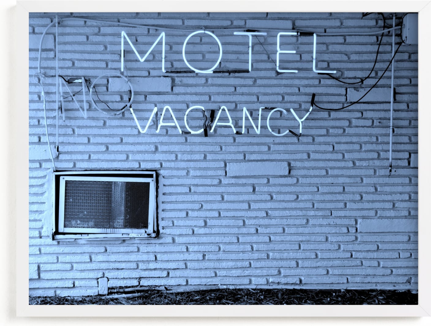 This is a blue art by Jonathan Brooks called No Vacancy.