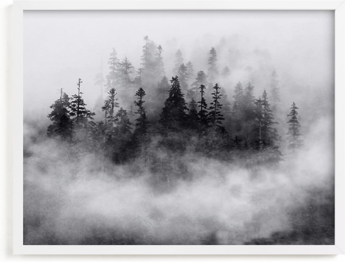 This is a black and white art by A MAZ Design called Lost in the Fog.
