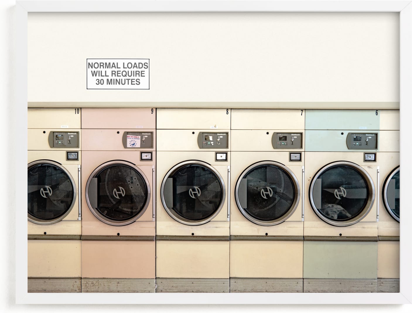 This is a pink art by Maja Cunningham called at the laundromat.