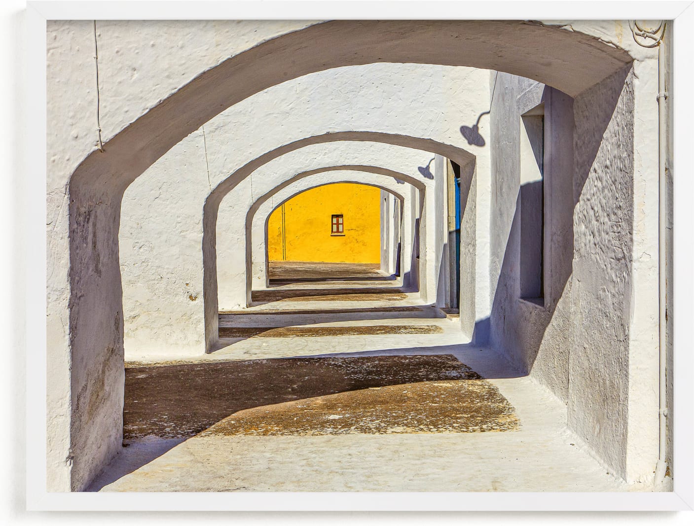 This is a white art by Pamela Viola called Arches of Santorini.