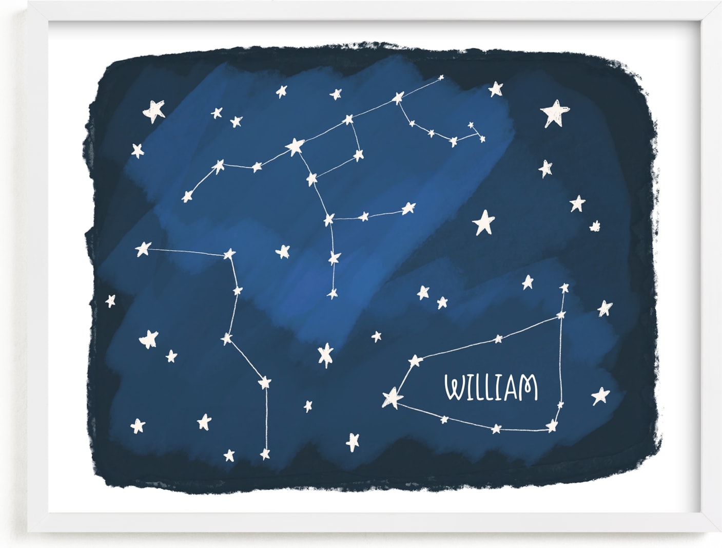 This is a blue personalized art for kid by Morgan Kendall called Constellations.