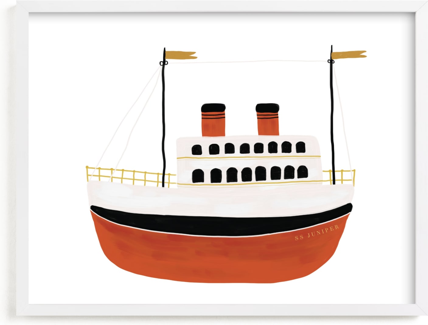 This is a black personalized art for kid by Maja Cunningham called Schooner II.