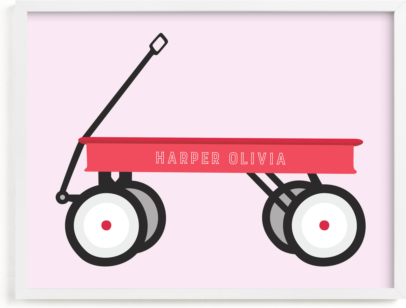 This is a purple personalized art for kid by Alexandra Cohn called Little Red Wagon.