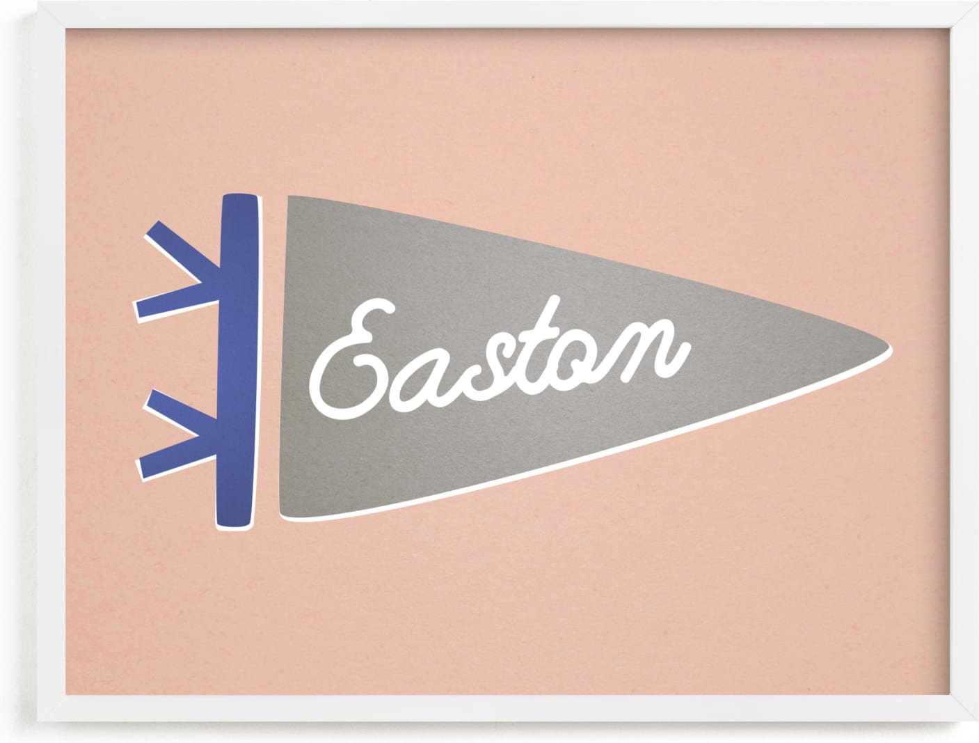 This is a grey, pink personalized art for kid by Amy Kross called Proud Pennant.
